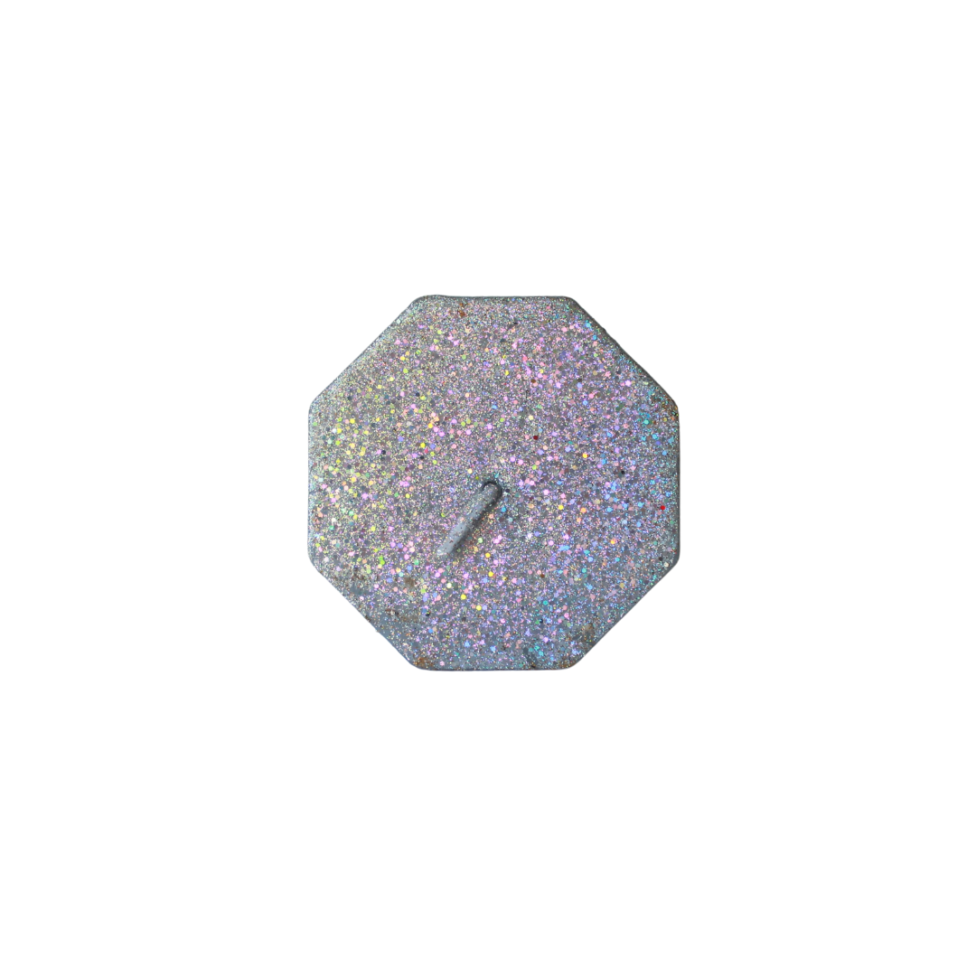 Glitter Kaars Octagon Zilver