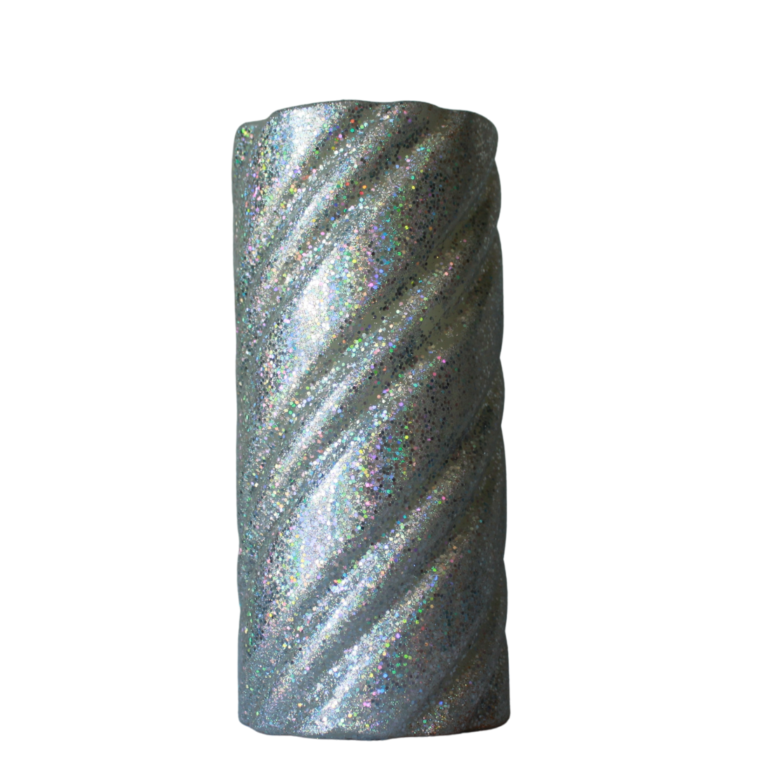 Glitter Kaars Twisted Zilver